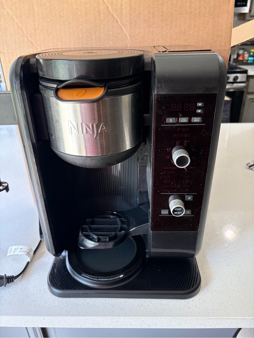 Ninja Coffee Maker in Black and Stainless Steel with Orange Accent